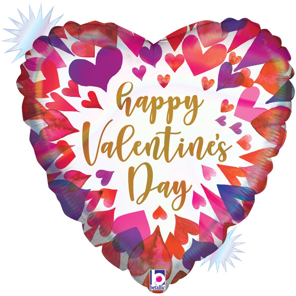 18" Opal Ombre Valentine Holographic Heart Foil Balloon (1ct)