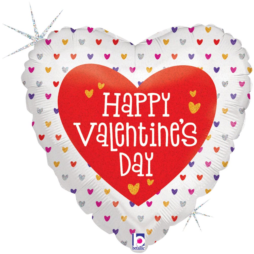 18" Valentine Mini Hearts Glitter Holographic Heart Foil Balloon (1ct)