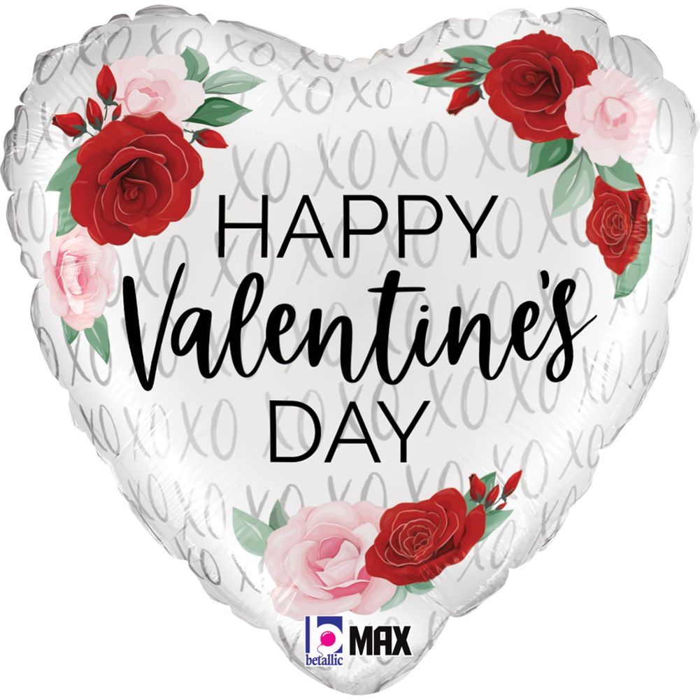 18" Satin White Valentine Roses Max Float Foil Balloon (1ct)