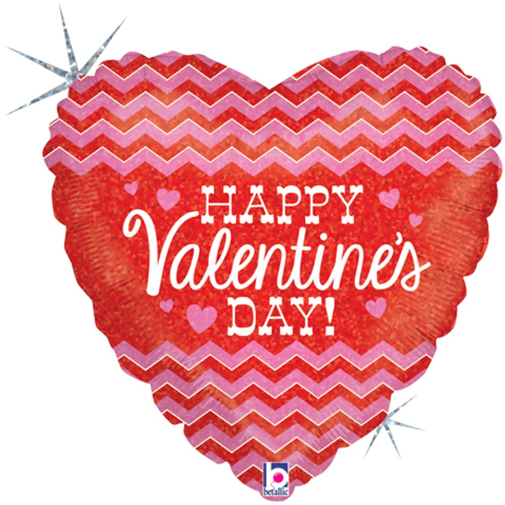 4" Chevron Valentine Holographic Micro Foil Balloon (1ct)