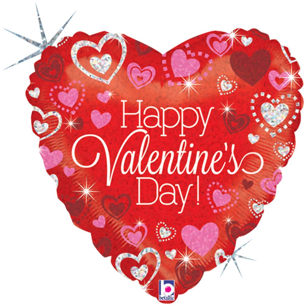 4" Sparkling Valentine's Day Holographic Micro Foil Balloon (1ct)