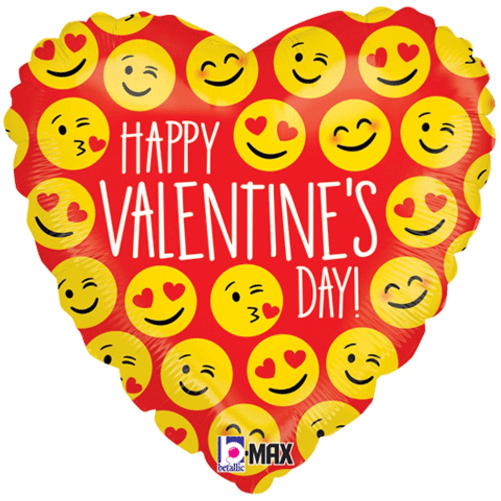 9" Valentine Emoji Mini Foil Balloon (1ct)