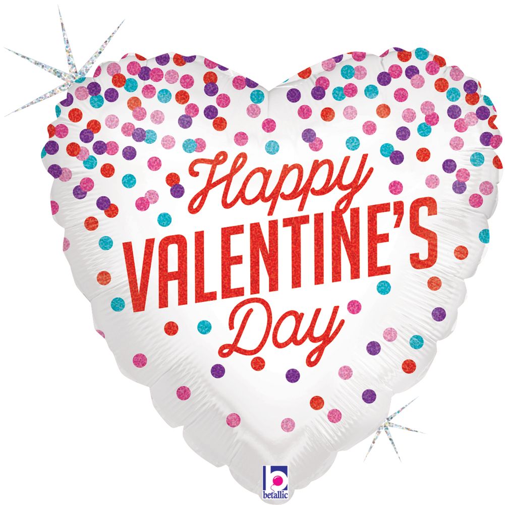 9" Glittering Valentine Confetti Holographic Mini Foil Balloon (1ct)