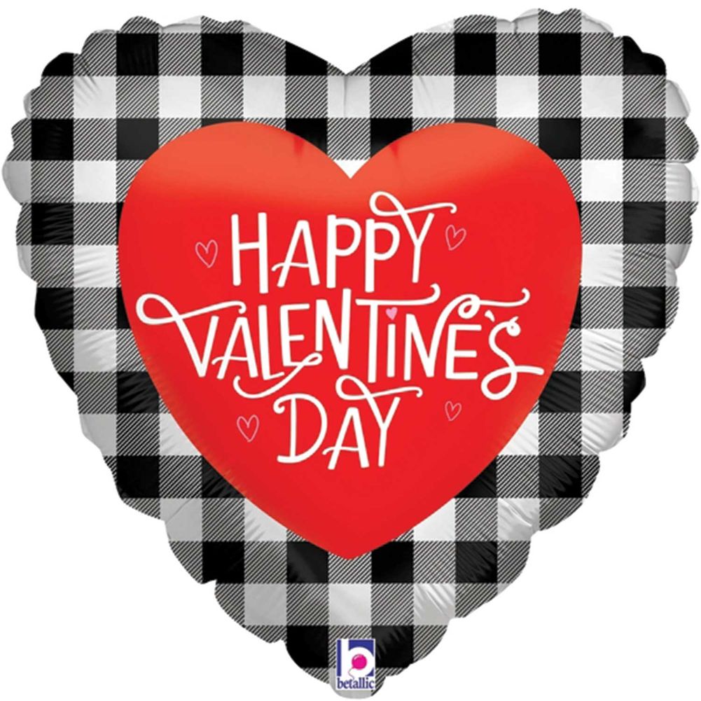 9" Buffalo Plaid Valentine Mini Foil Balloon (1ct)