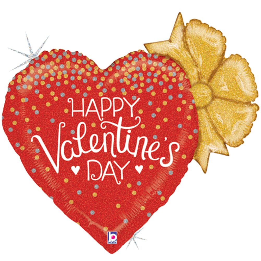 29" Glittering Valentine Confetti Heart Holographic Foil Balloon (1ct)