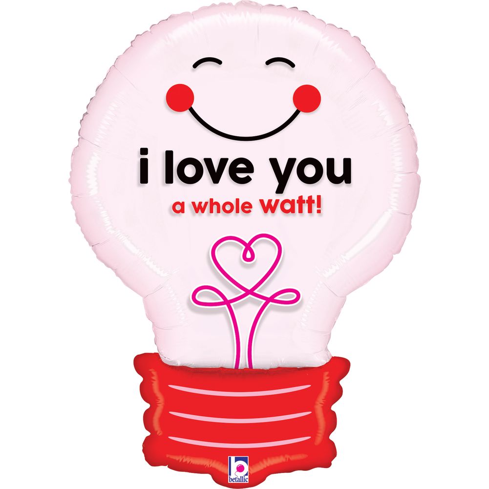 29" I Love You A Watt Lightbulb Clear Shape Foil Balloon (1ct)