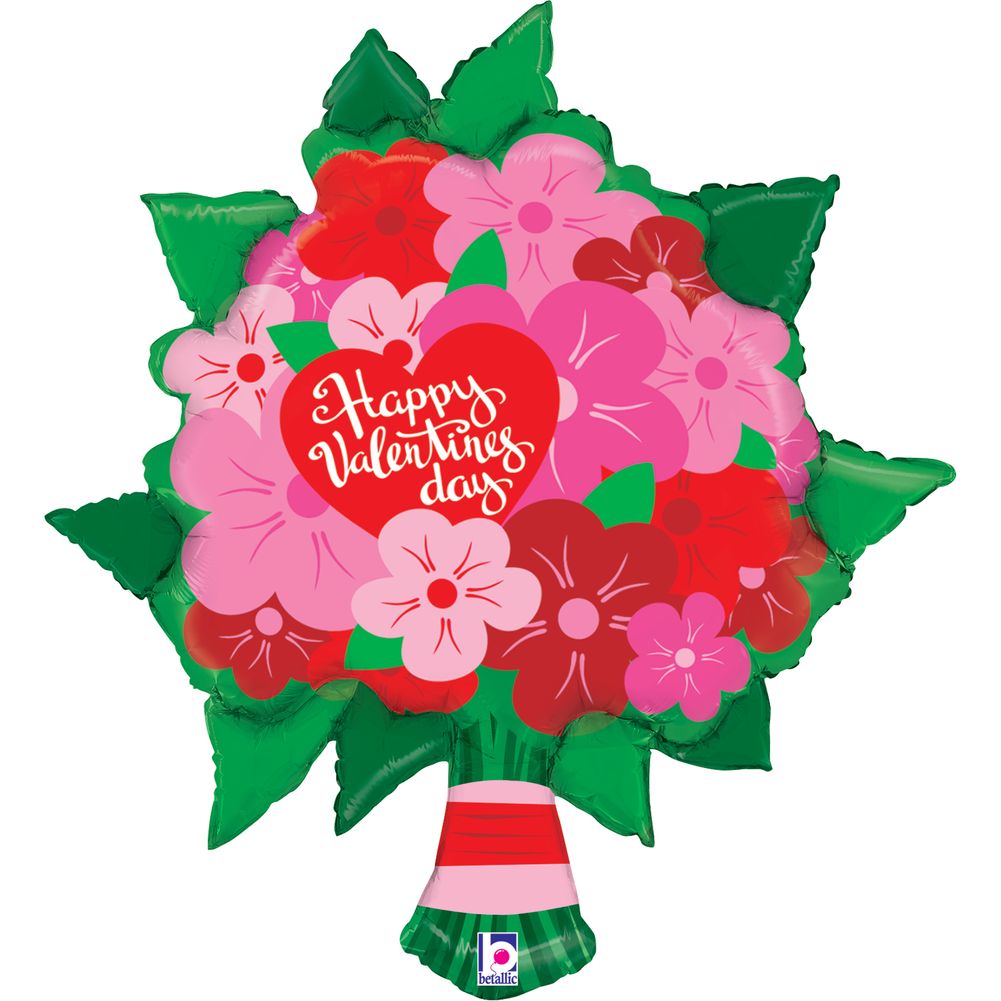 38" Valentine Flower Bouquet Shape Foil Balloon (1ct)