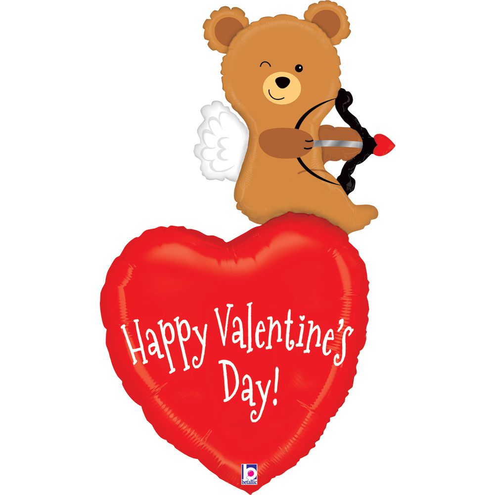 44" Cupid Bear Valentine Shape Foil Balloon (1ct)