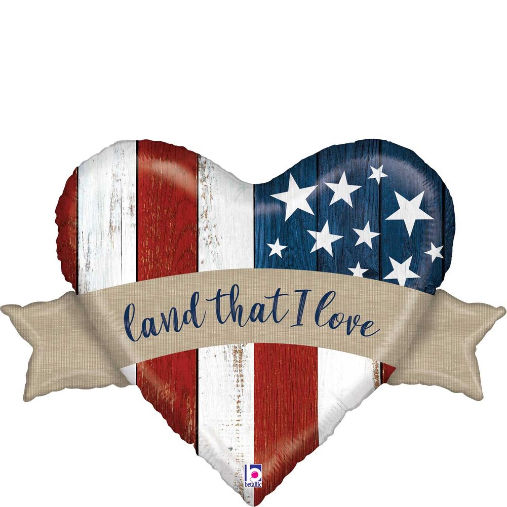 32" Patriotic Land That I Love Shape Foil Balloon (1ct)