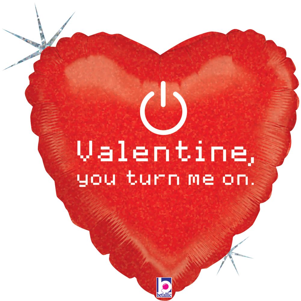 18" Valentine You Turn Me On Holographic Foil Balloon (1ct)
