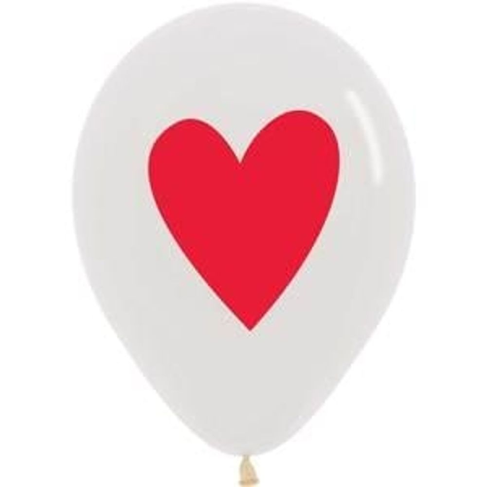 11" Red Heart On Clear Latex Balloons (50/Bag)