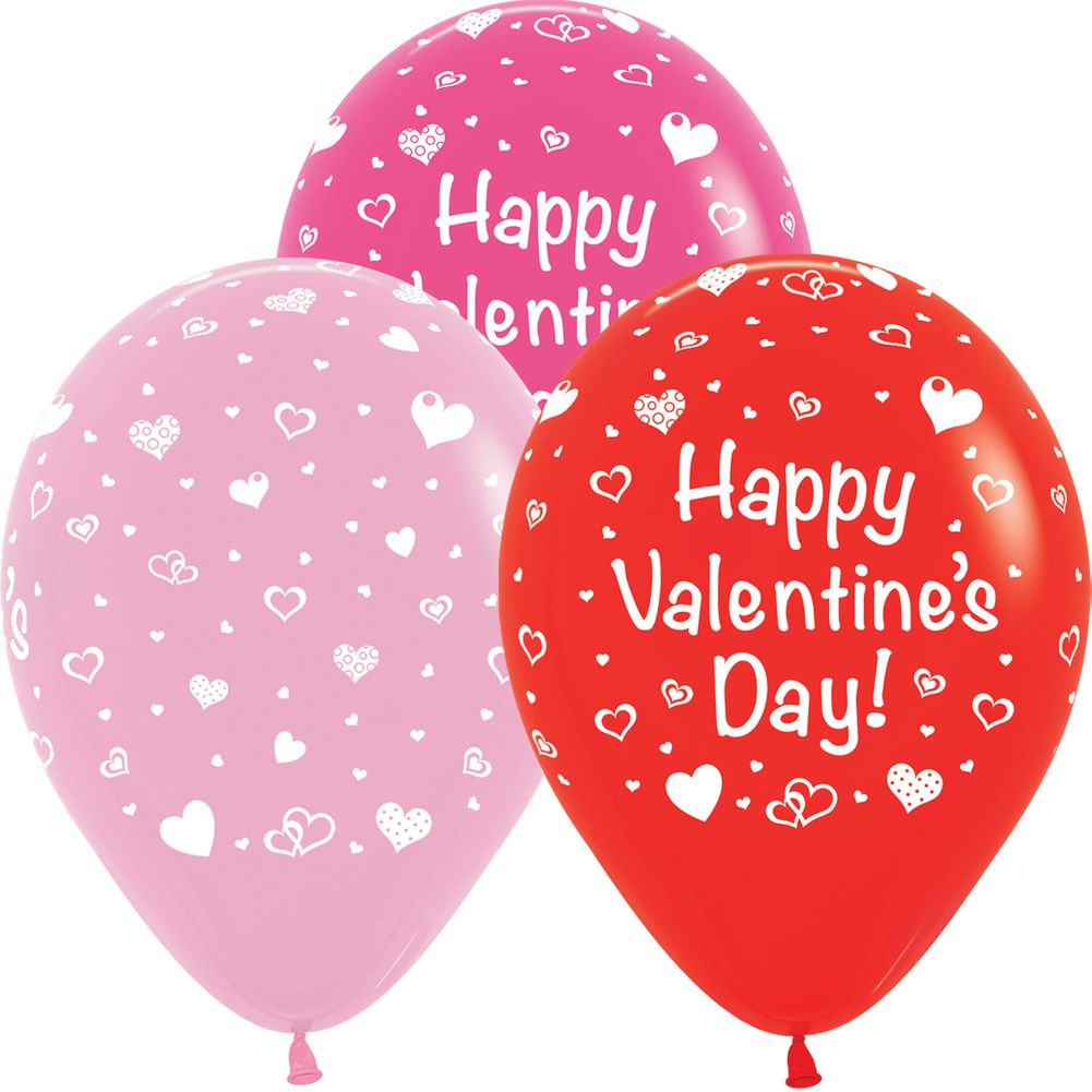 11" Happy Valentine’s Assortment Latex Balloons (50ct)