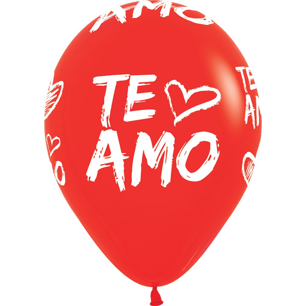 11" Te Amo Modern Around Red Latex Balloons (50ct)