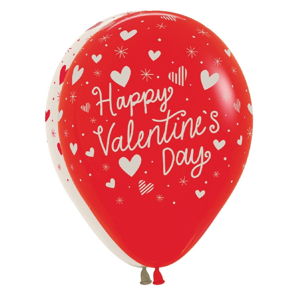 11" Valentine Striped Hearts Around Latex Balloons (50ct)