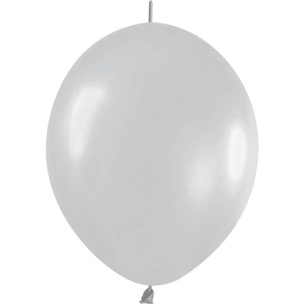 Sempertex 12" Metallic Silver Link-O-Loon Latex Balloons (50ct)
