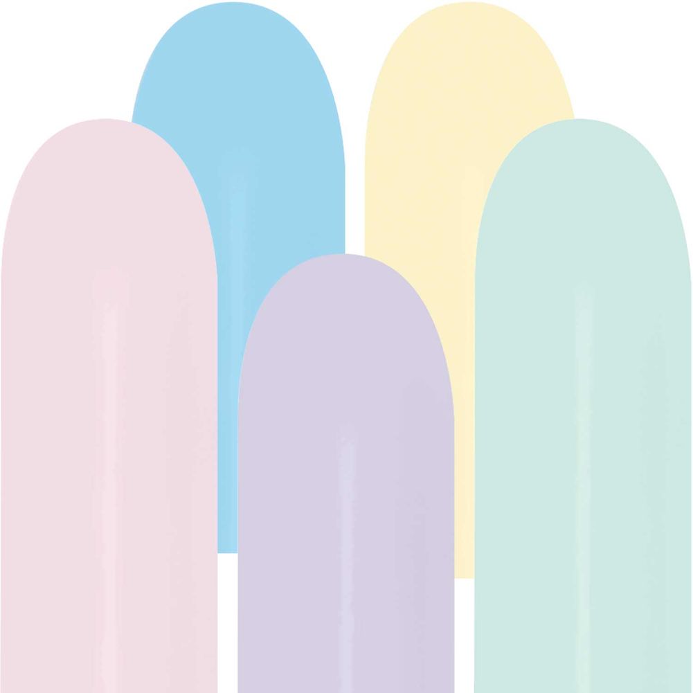 Sempertex 260 Pastel Matte Assorted Latex Balloons (50ct)