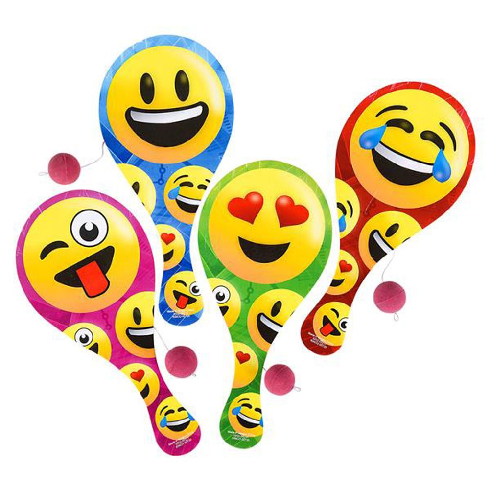 9" Emoticon Paddle Ball (12ct)