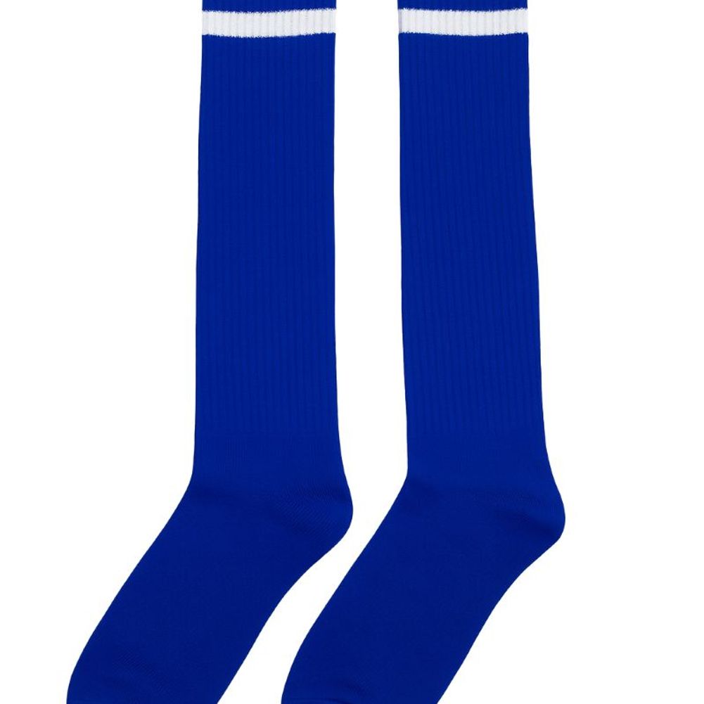 Blue Knee High Striped Socks