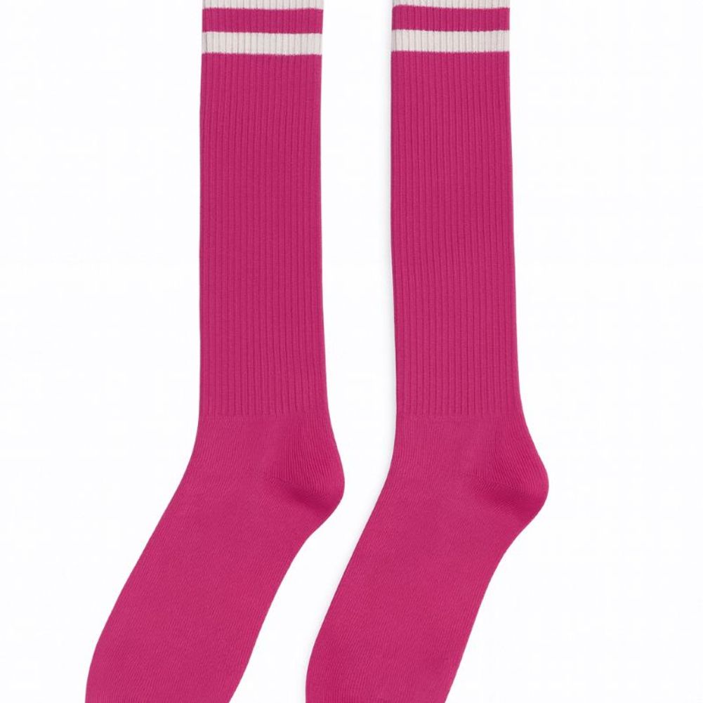 Pink Knee High Striped Socks