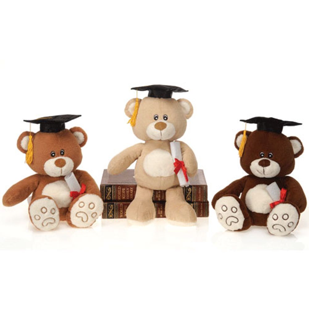 12" Graduation Bears Holding Diplomas