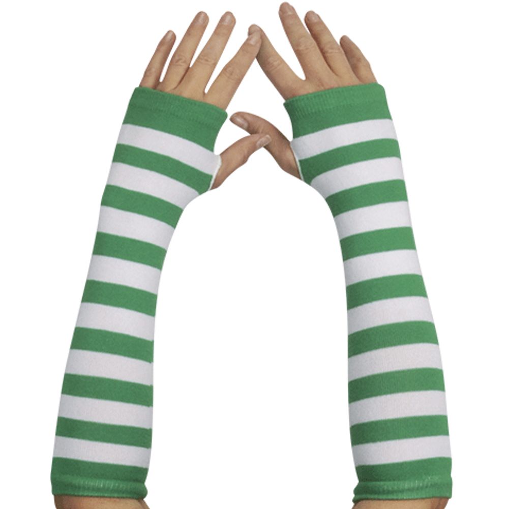 White and Green Long Gloves