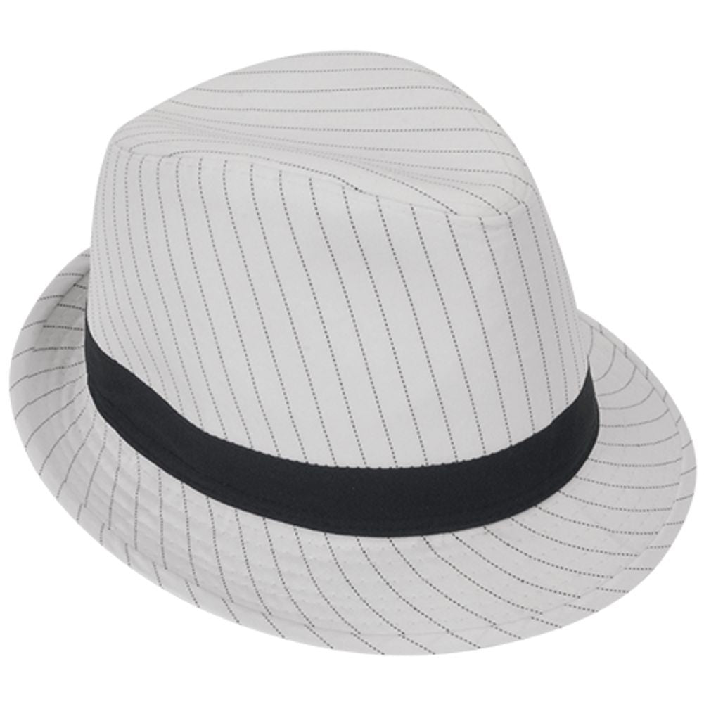 White with Black Stripes Gangster Fedora