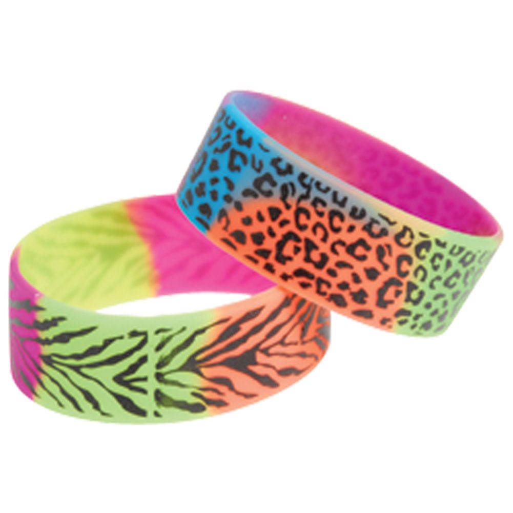 Rainbow Animal Print Rubber Bracelets (12ct)