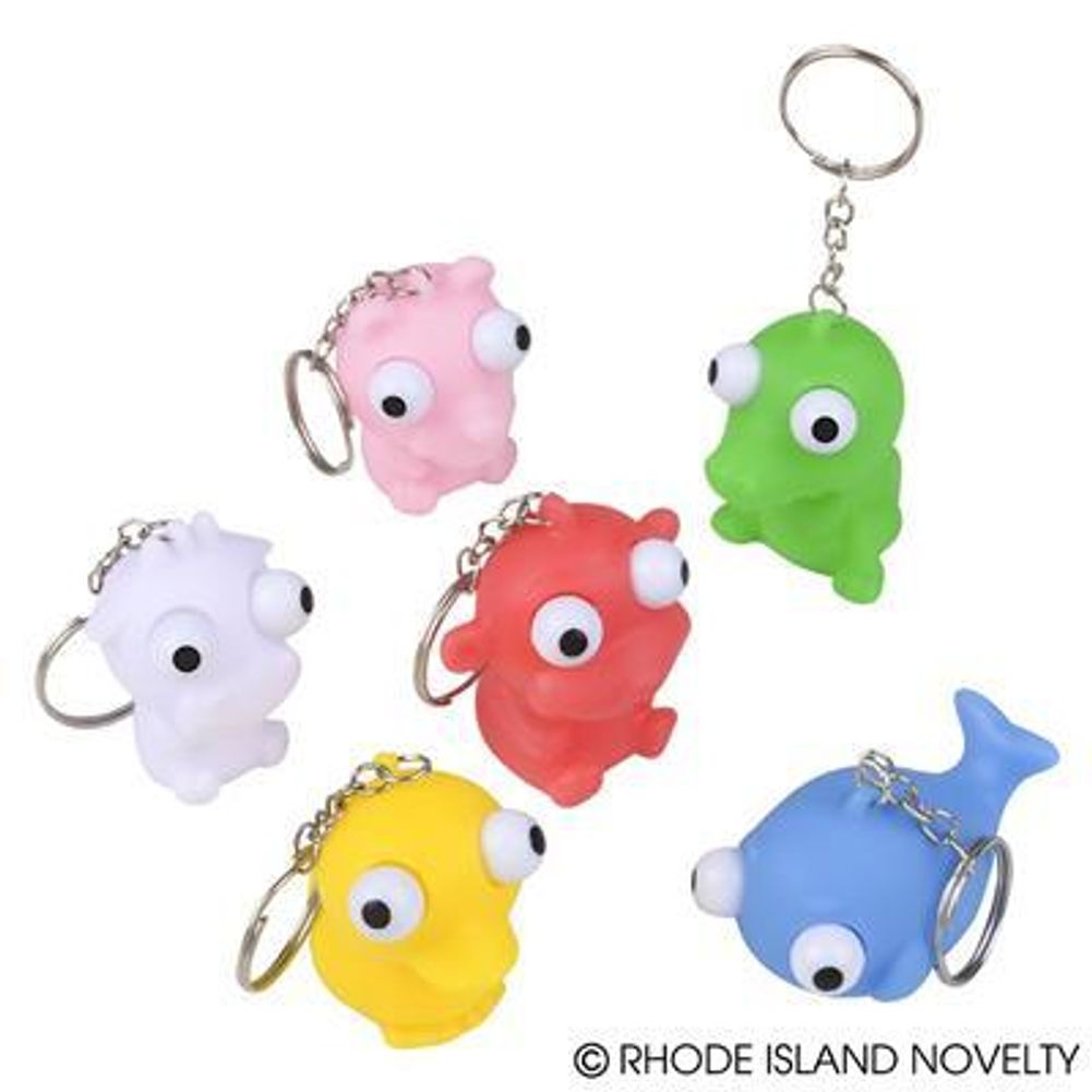2" Squeeze Animal Popping Eye Keychain (12 ct)