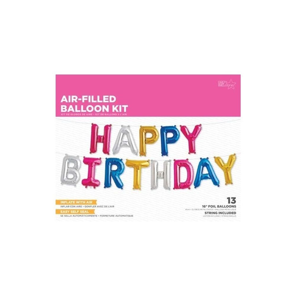 16" Balloon Kit - Happy Birthday (colorful letters)