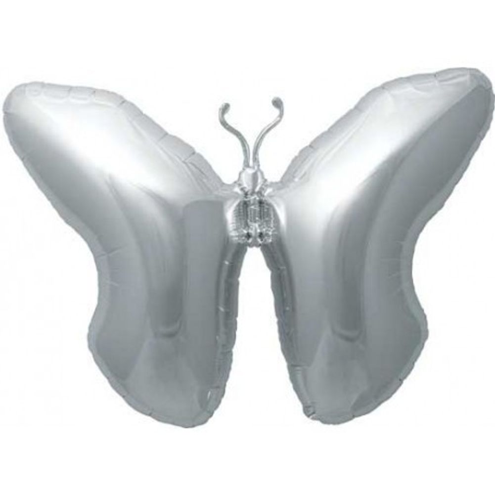 31" Silver Butterfly Balloon