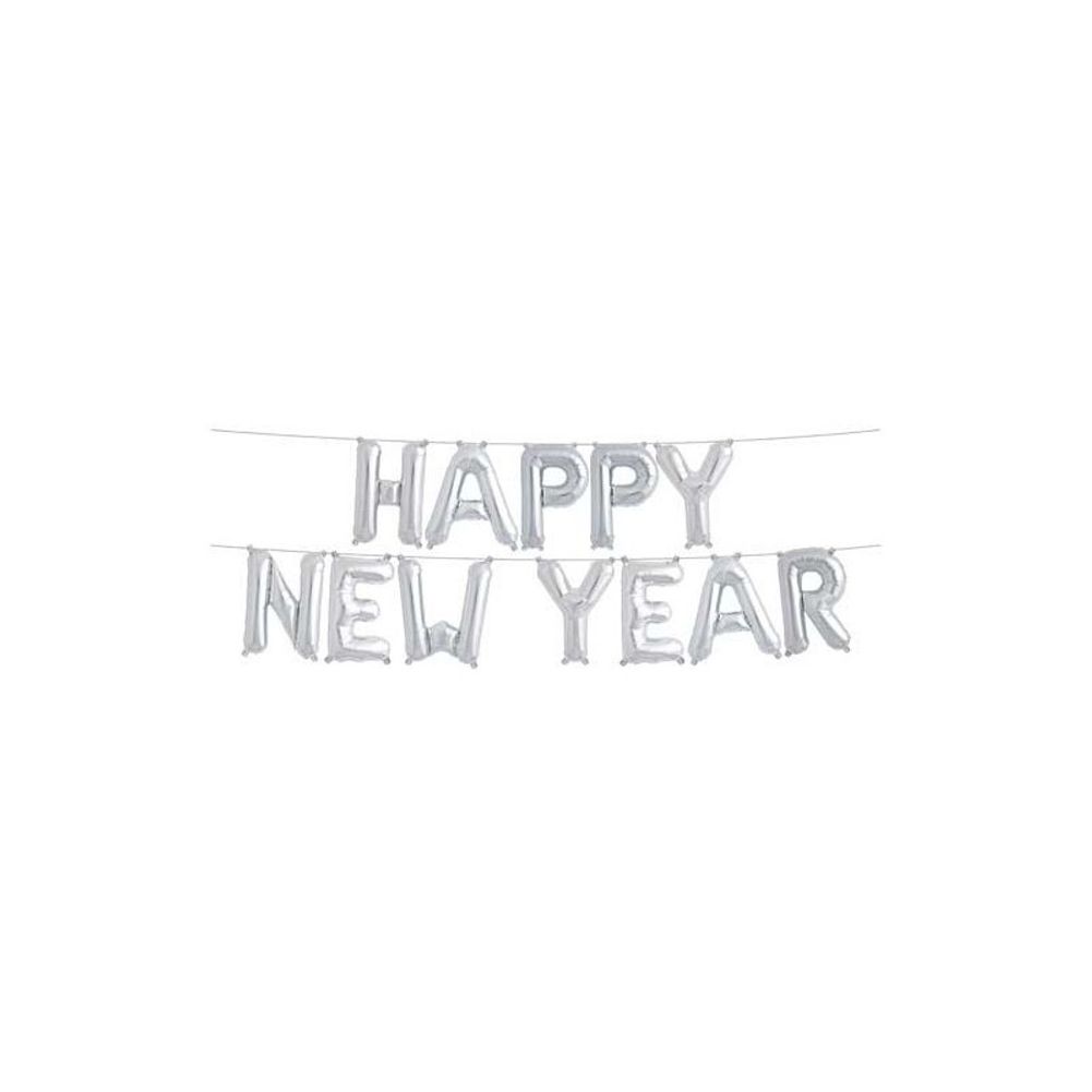 16" Air Filled Balloon Kit - Silver Happy New Year