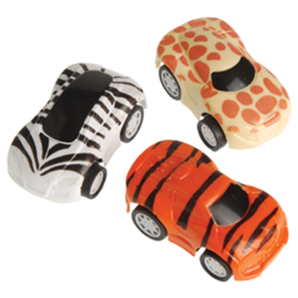 Animal Print Pull Back Cars (12ct)
