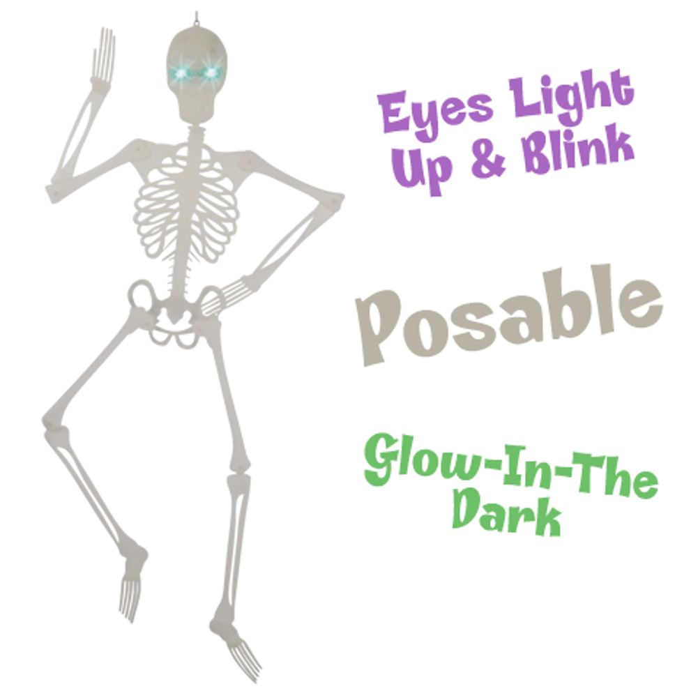 60" GLOW IN DARK SKELETON W/BLINKING EYES