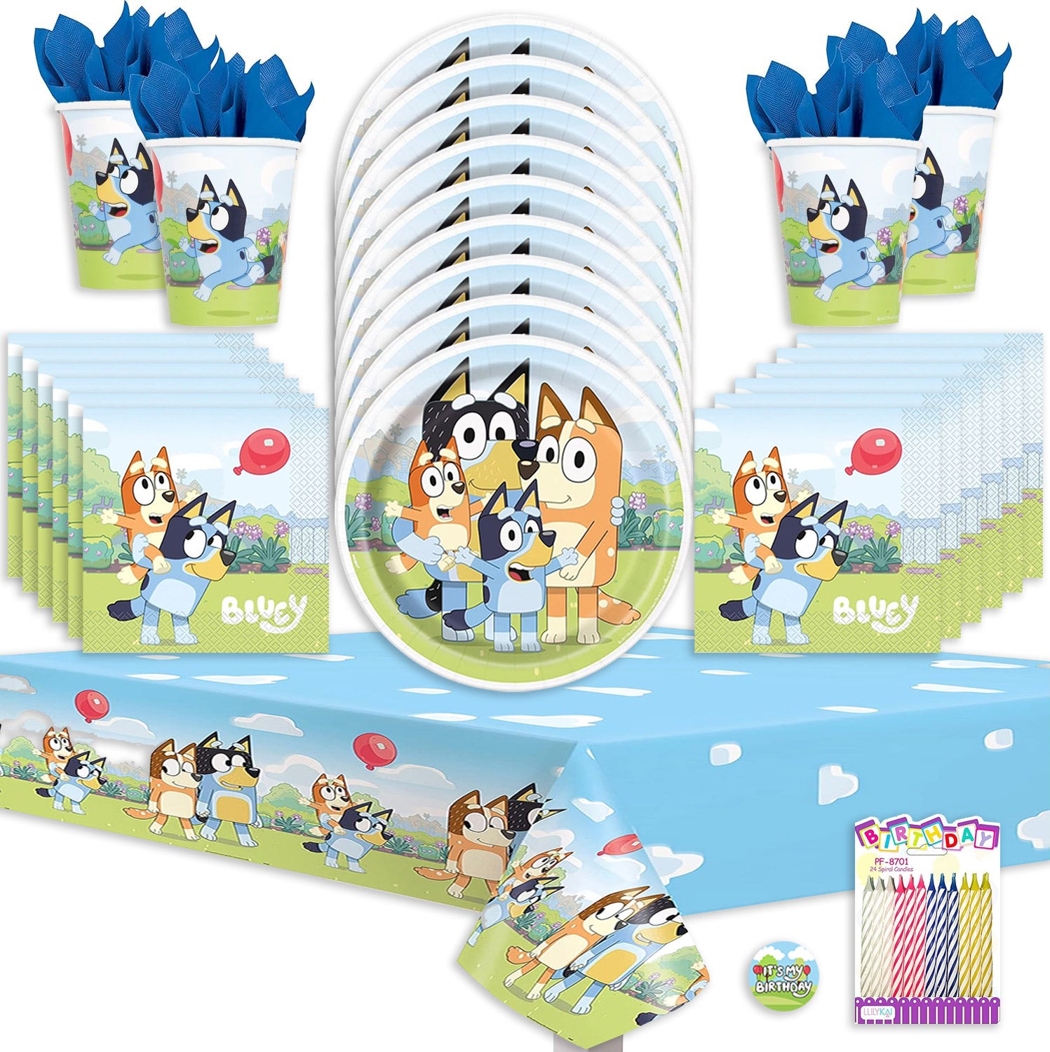 Bluey Deluxe Tableware Party Kit for Pizza (16 Guests)