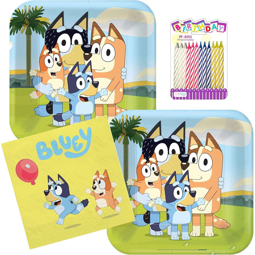 Bluey Party Tableware Party Kit for Cake (16 Guests)