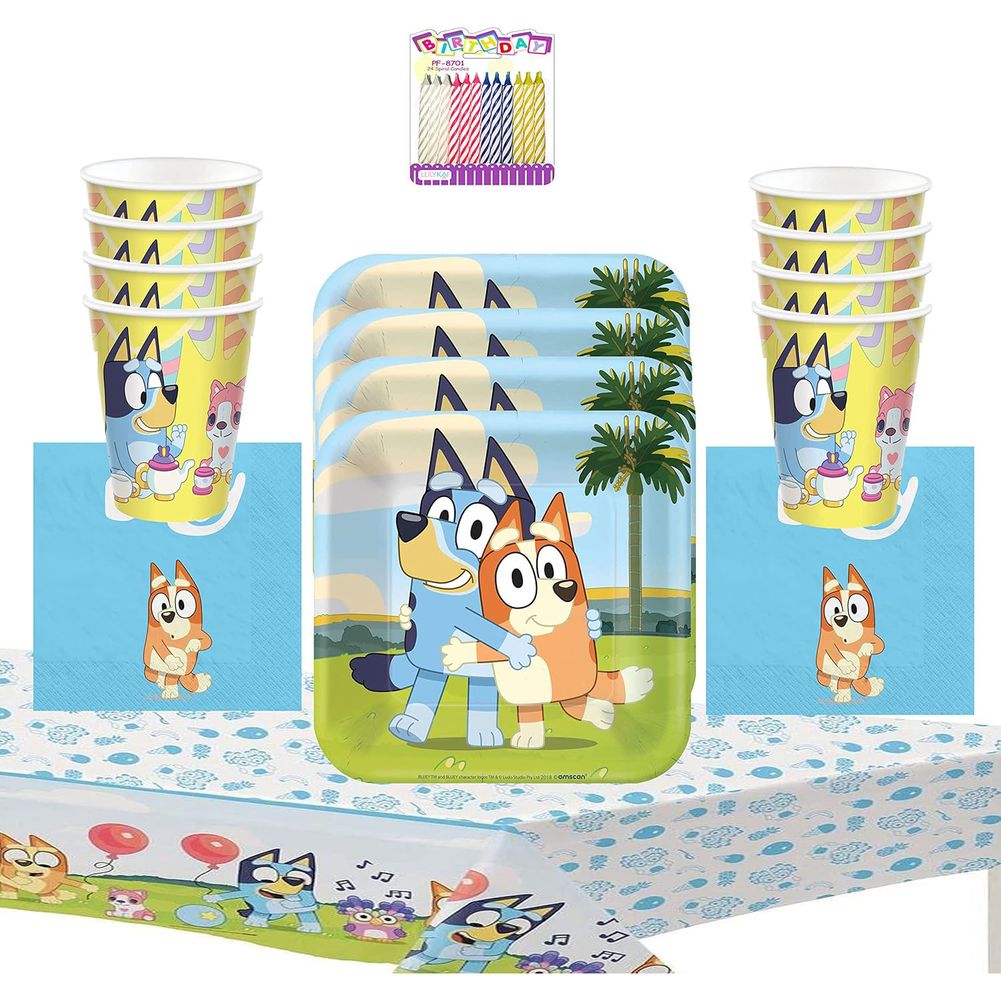 Bluey Party Deluxe Tableware Party Kit for Cake (16 Guests)