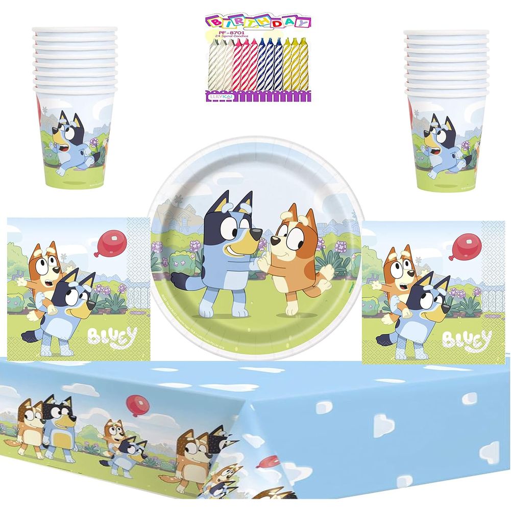 Bluey Party Deluxe Tableware Party Kit for Cake (16 Guests)