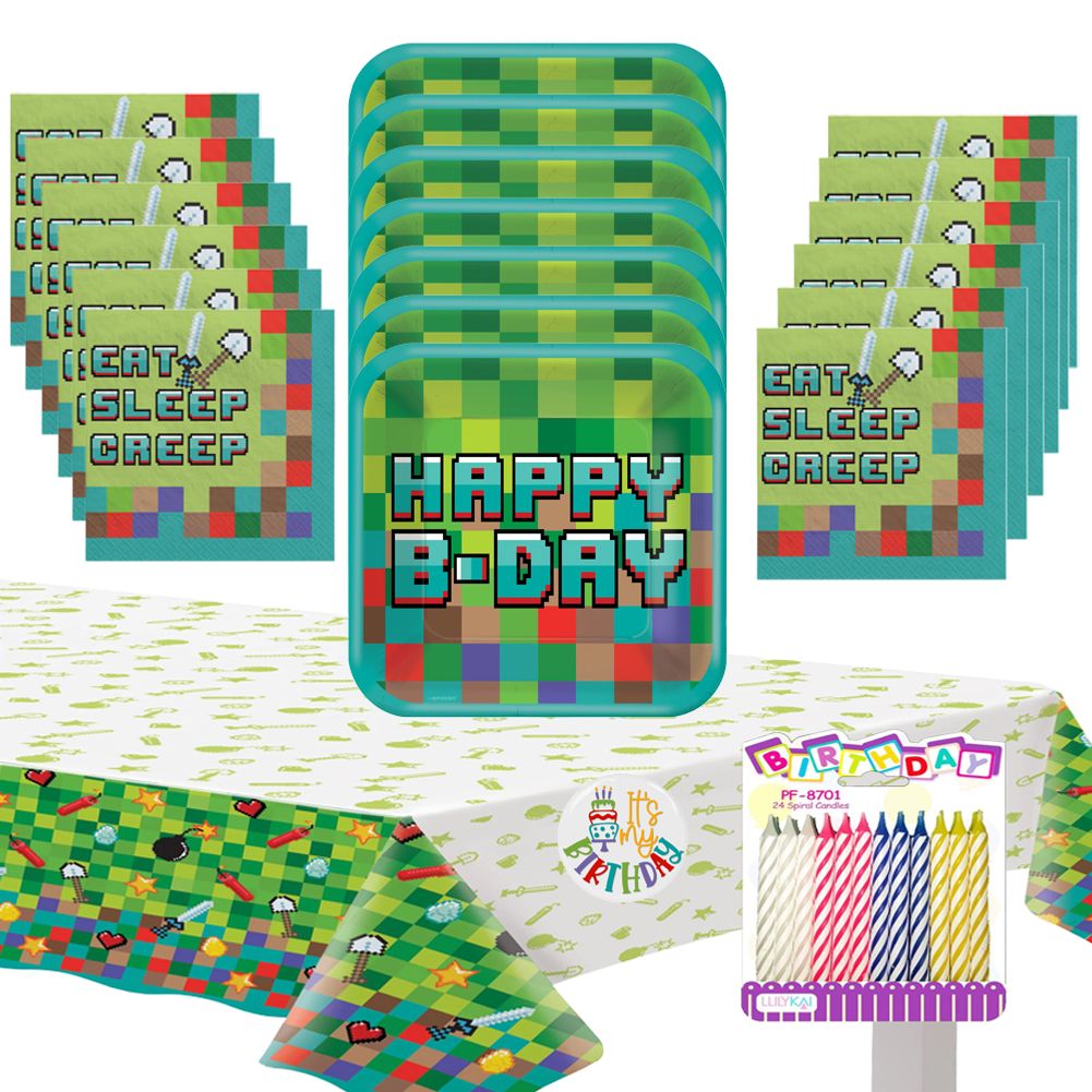 Pixel Party Deluxe Tableware Party Kit for Pizza (16 Guests)