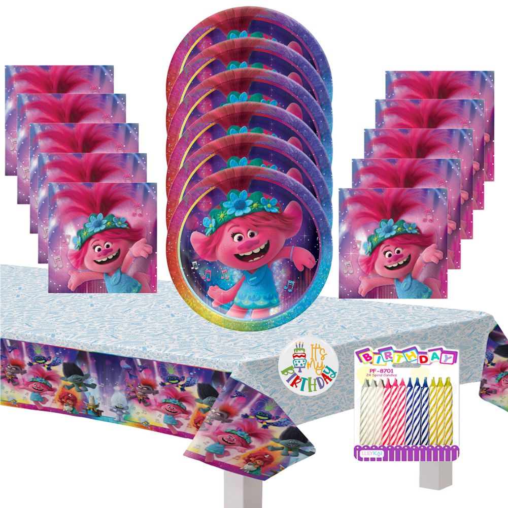Trolls World Deluxe Tableware Party Kit for Pizza (16 Guests)
