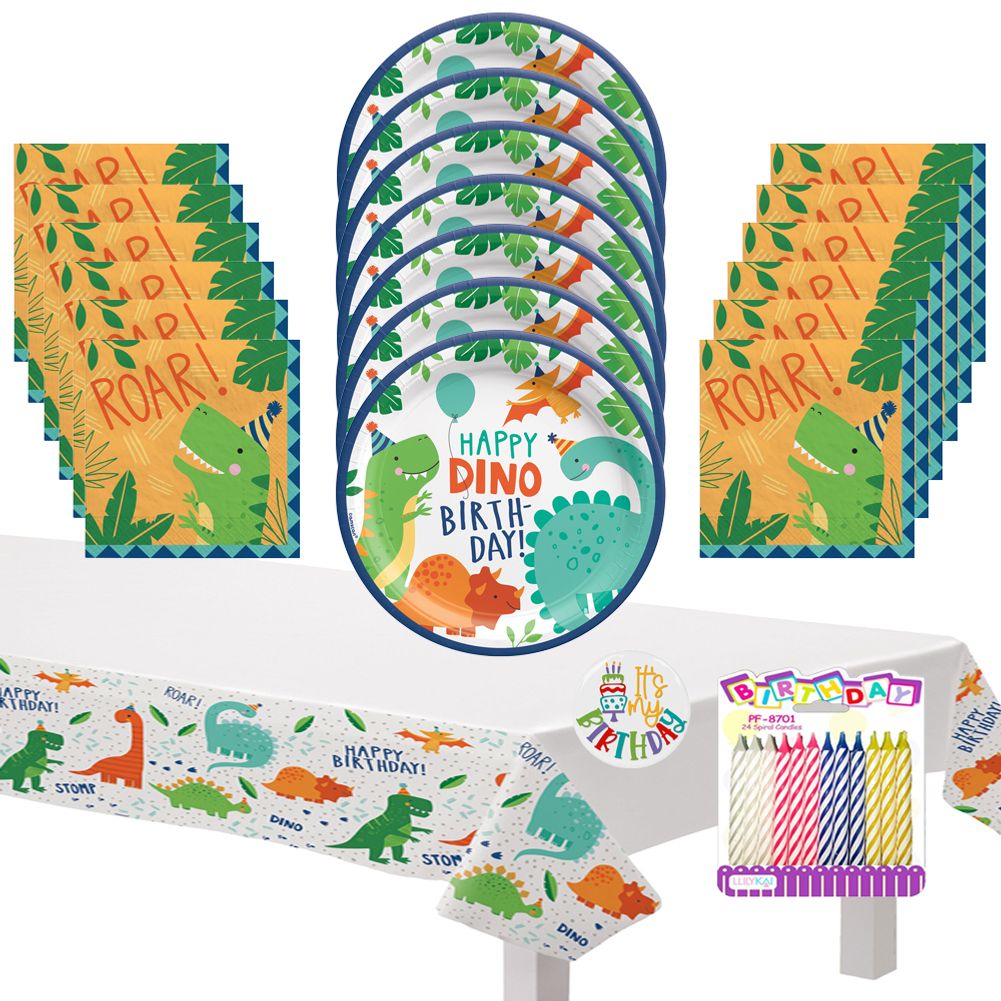 Dino-mite Deluxe Tableware Party Kit for Pizza (16 Guests)