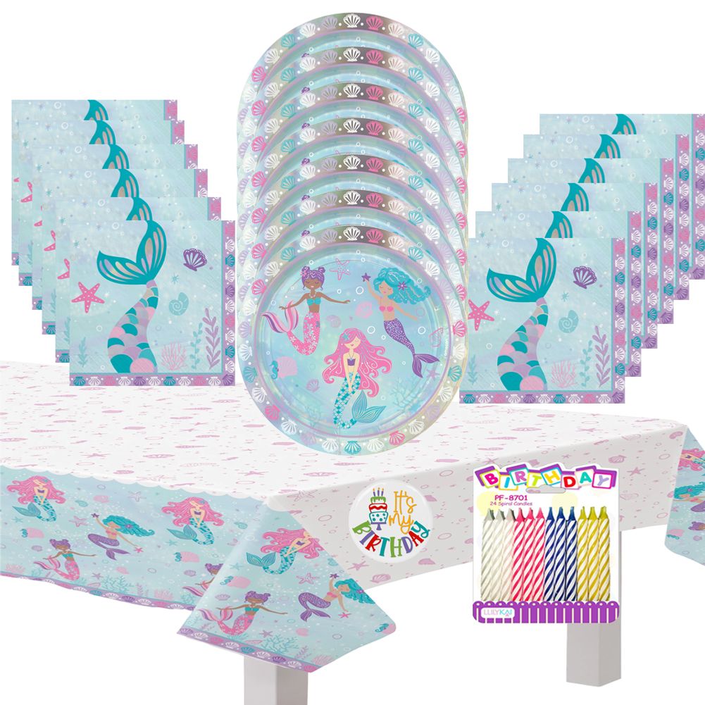 Shimmering Mermaid Deluxe Tableware Party Kit for Pizza (16 Guests)