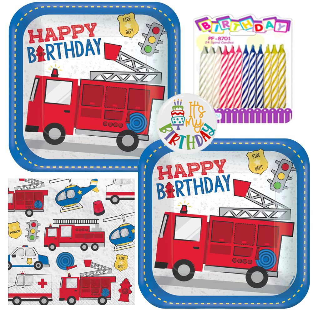 First Responders Tableware Party Kit for Pizza (16 Guests)