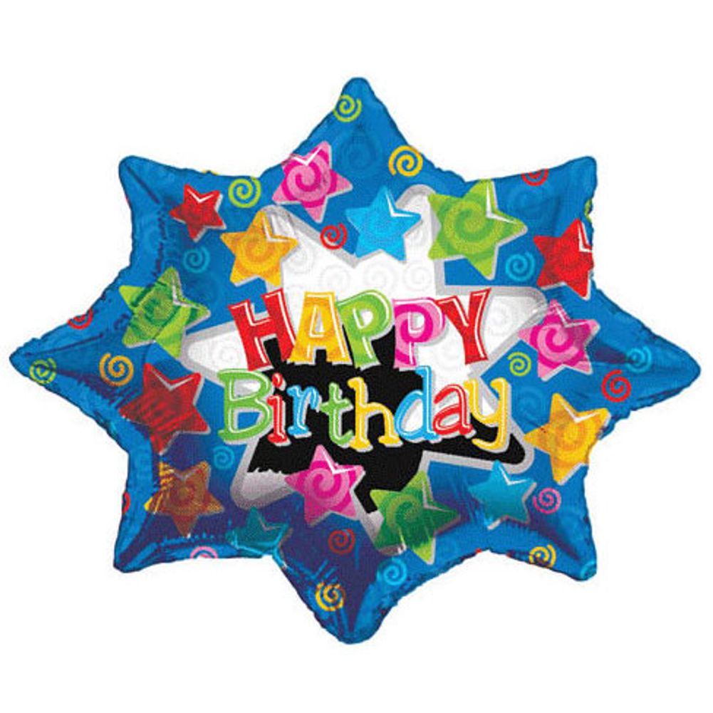 28" Birthday Explosion Holographic Helium Shape