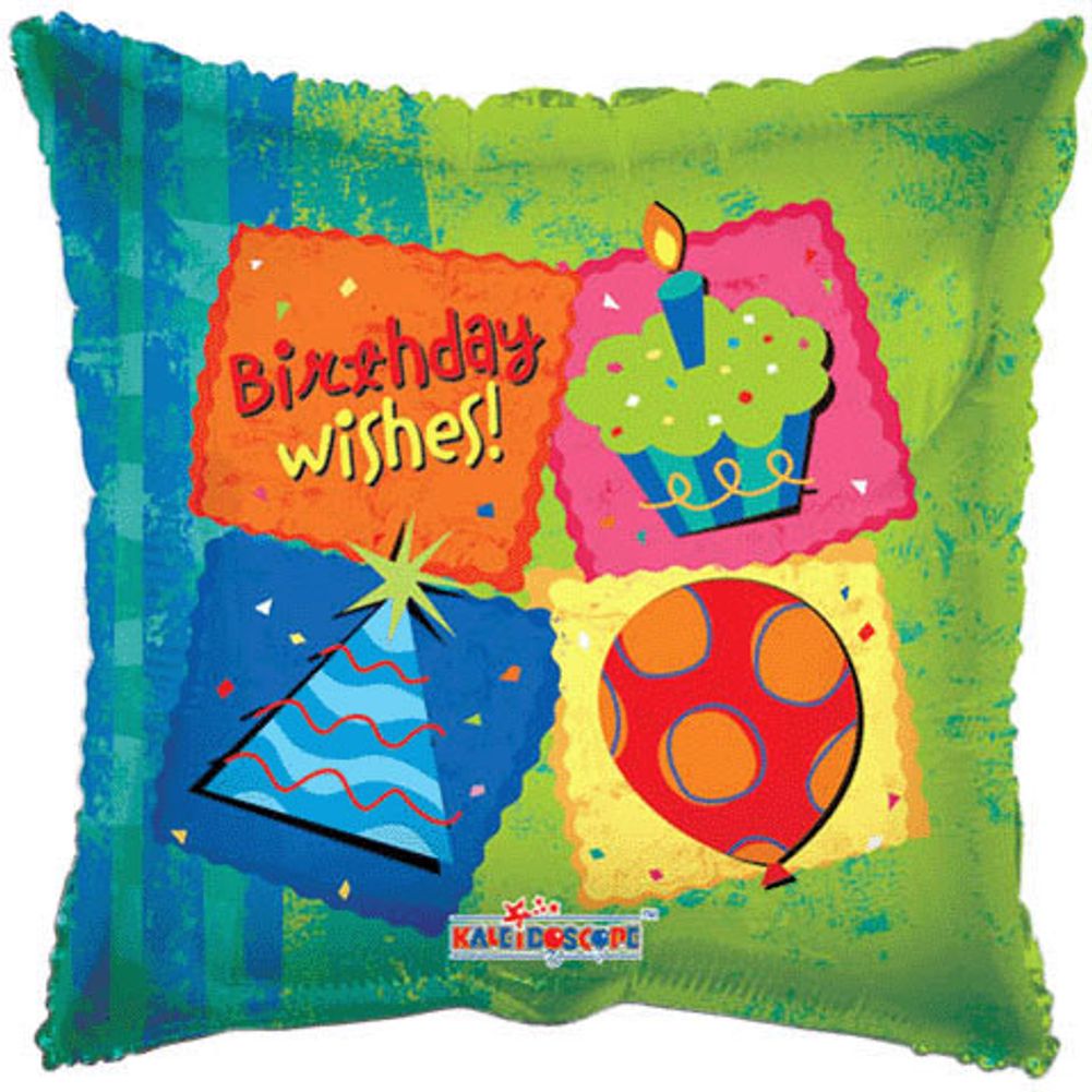 18" Birthday Wishes Four Squares