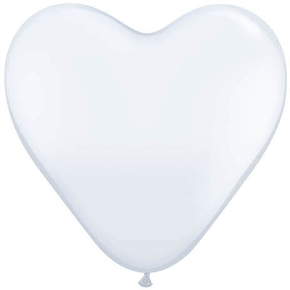 Qualatex 15" White Heart Latex Balloons (10ct)