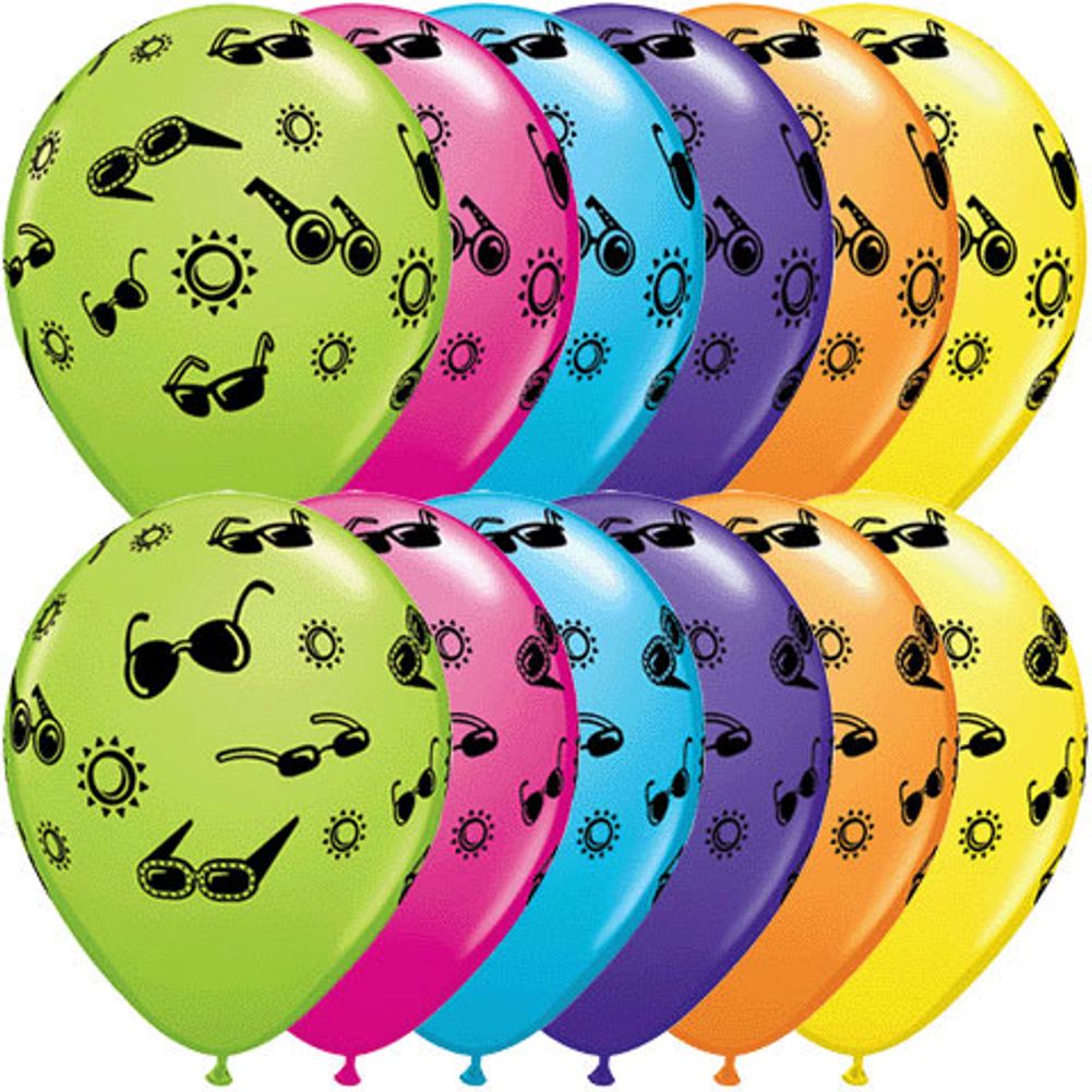 11" Summer Fun & Sunglasses (50/bag)