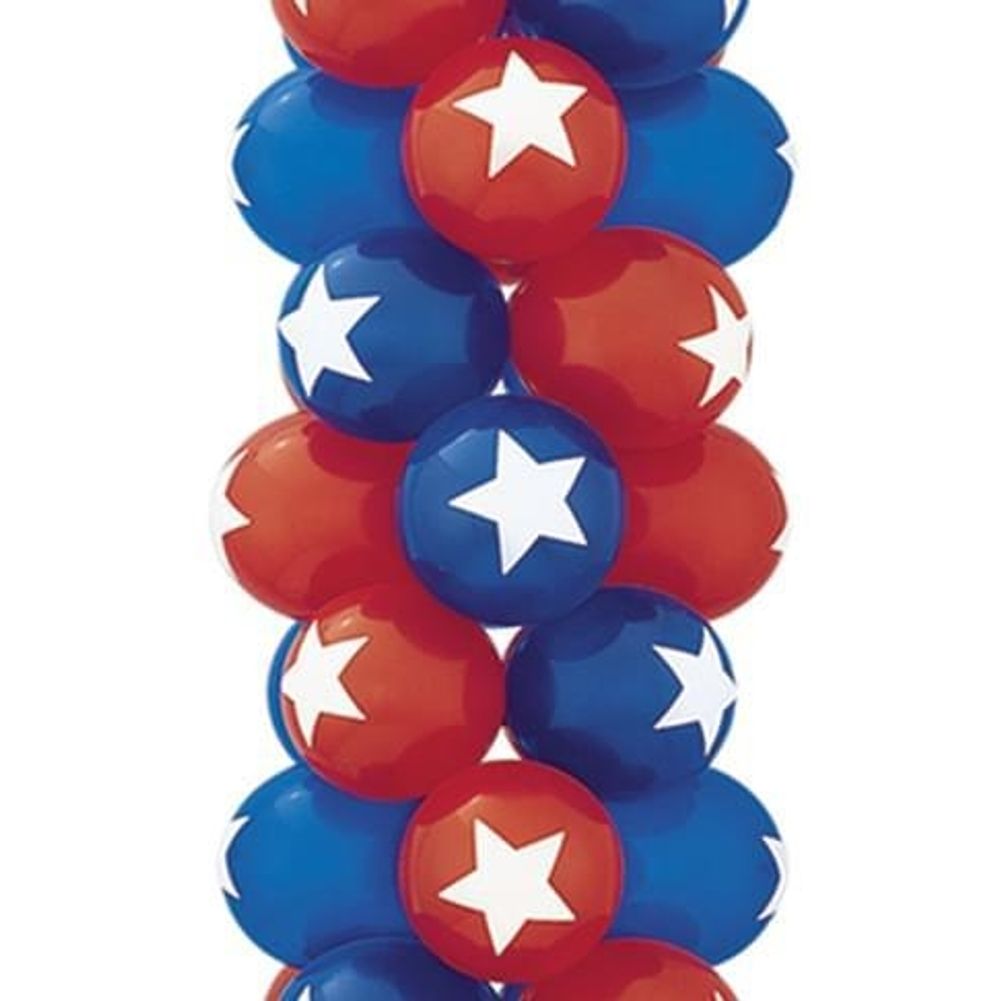 Qualatex 11" Star Top Print Ruby and Sapphire Latex Balloons (50ct)