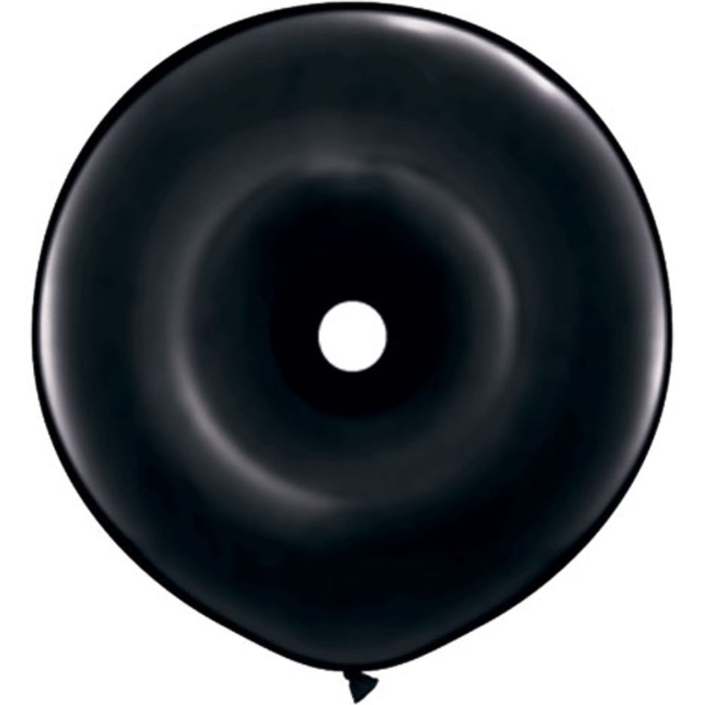 Qualatex 16" Geo Donut Onyx Black Latex Balloons (25ct)