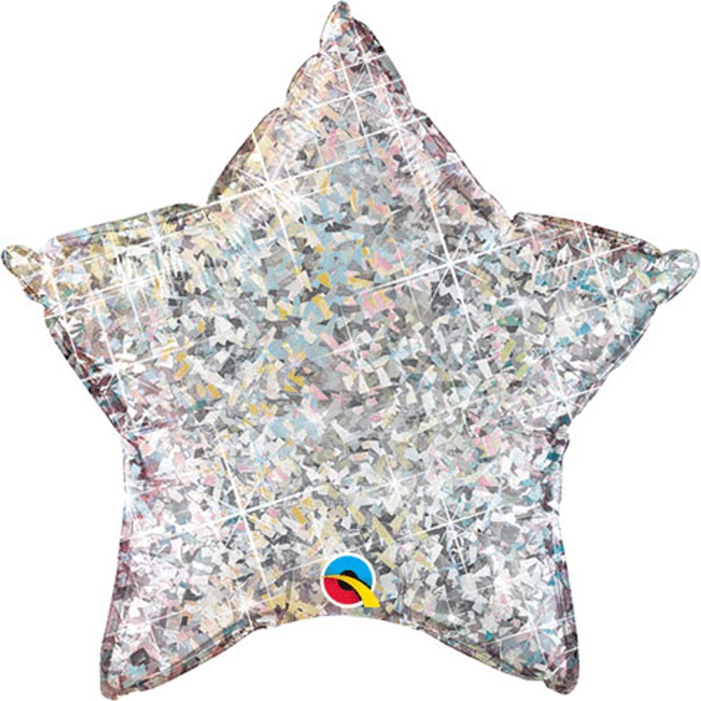 20" Holographic Silver Star Foil Balloon