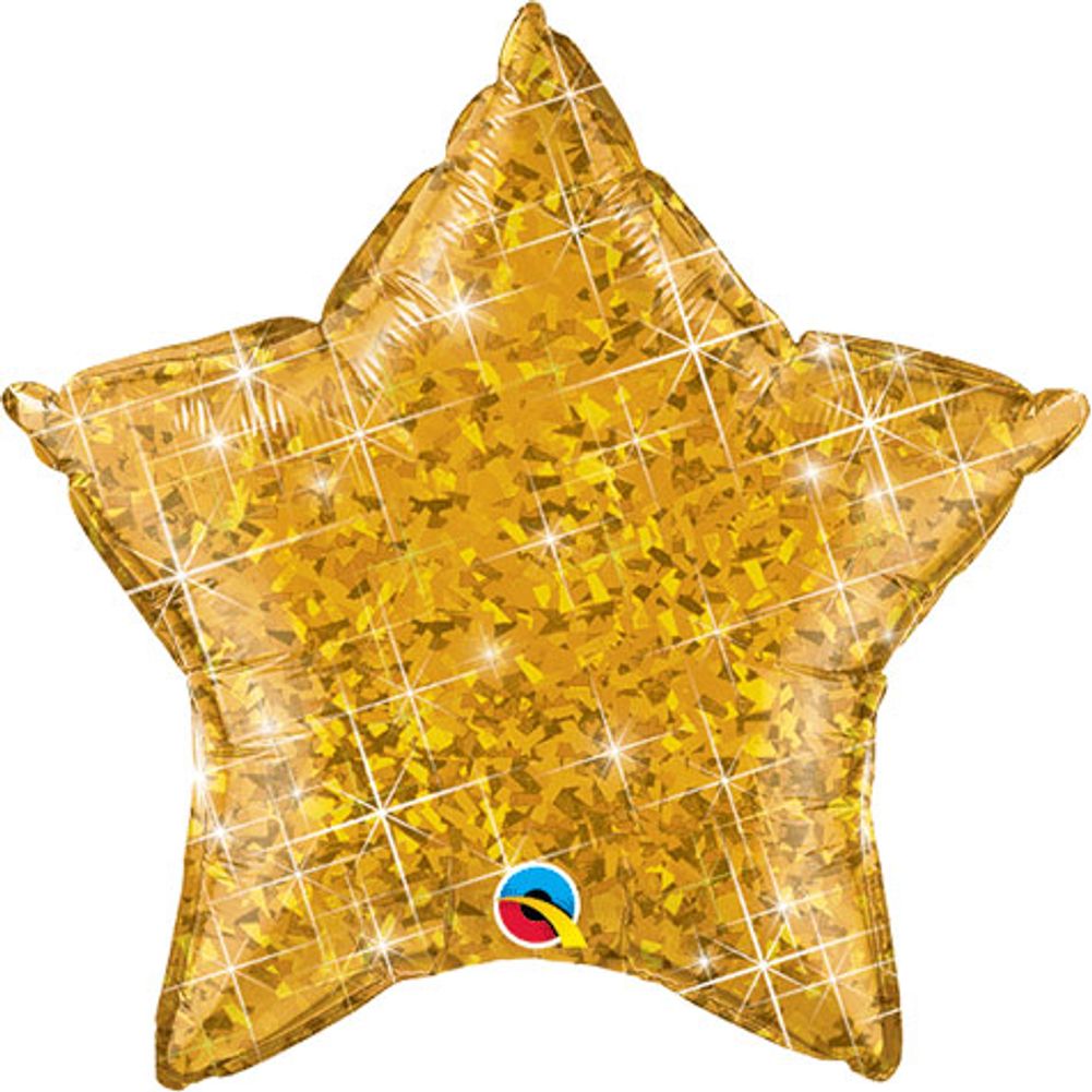 20" Holographic Gold Star Foil Balloon